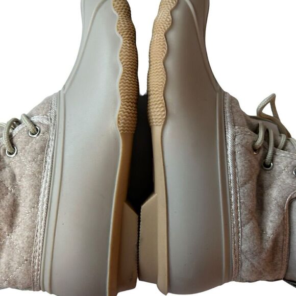 Gypsy Jazz Quack Duck Boots Womens 8 Cream Ankle Black Rubber Lace Up - Picture 4 of 14